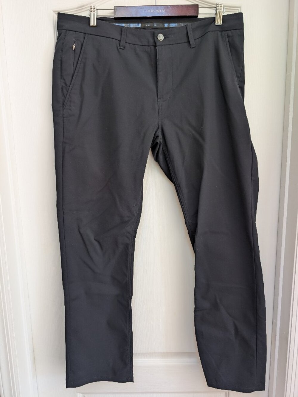 DU/ER No Sweat Slim Straight Pants Men's 36x30 Black Stretch Performance Travel